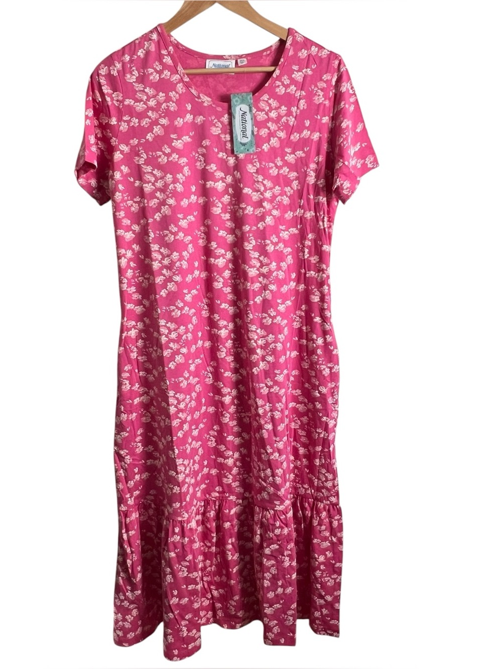National Patio Casual Dress Pink Floral MIDI Size XL Petite XLP